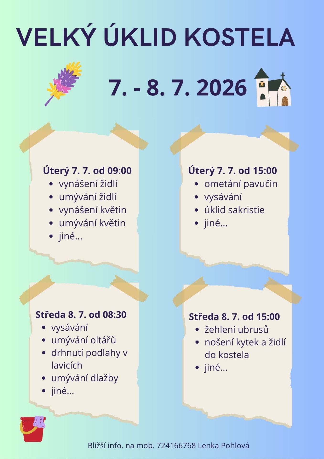 Velký úklid kostela v Boskovicích před poutní slavností